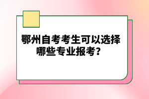 鄂州自考考生可以选择哪些专业报考？