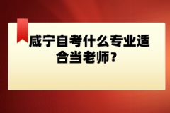 咸宁自考什么专业适合当老师？